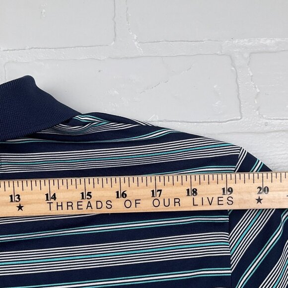 Chaps Shirt Mens XLarge Blue‎ Turquoise White Stripe Polo Knit Casual Sport Golf - Picture 6 of 8